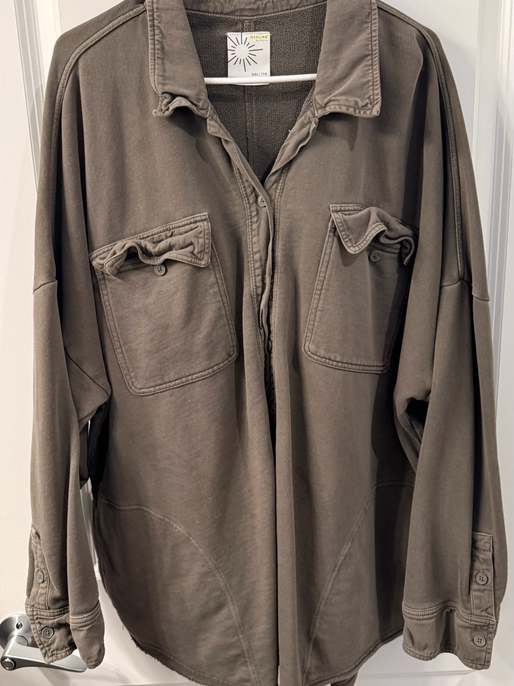 Offline by Aerie Oversized Utility Shirt Jacket - Olive Green